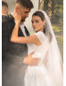 Strapless Ivory Pleated Satin Wedding Dress With Lace Jacket